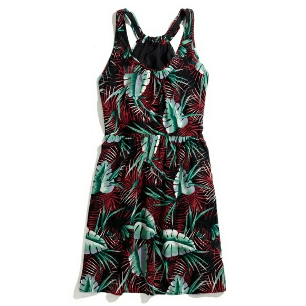 Madewell Silk Island Jungle Palm Leaf Print Dress